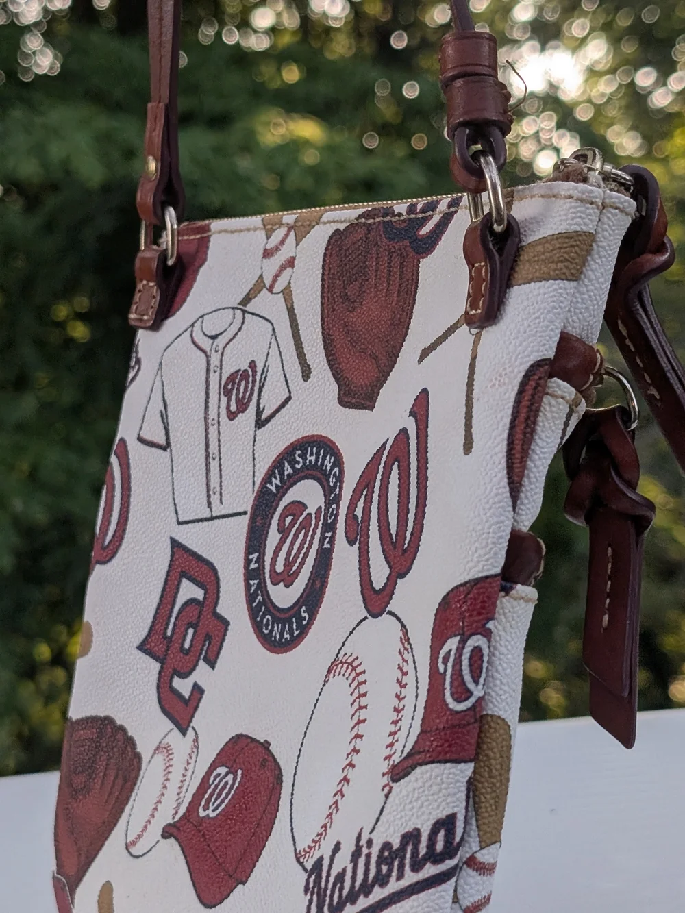 Dooney & Bourke Maroon and White Washington Nationals Crossbody Bag